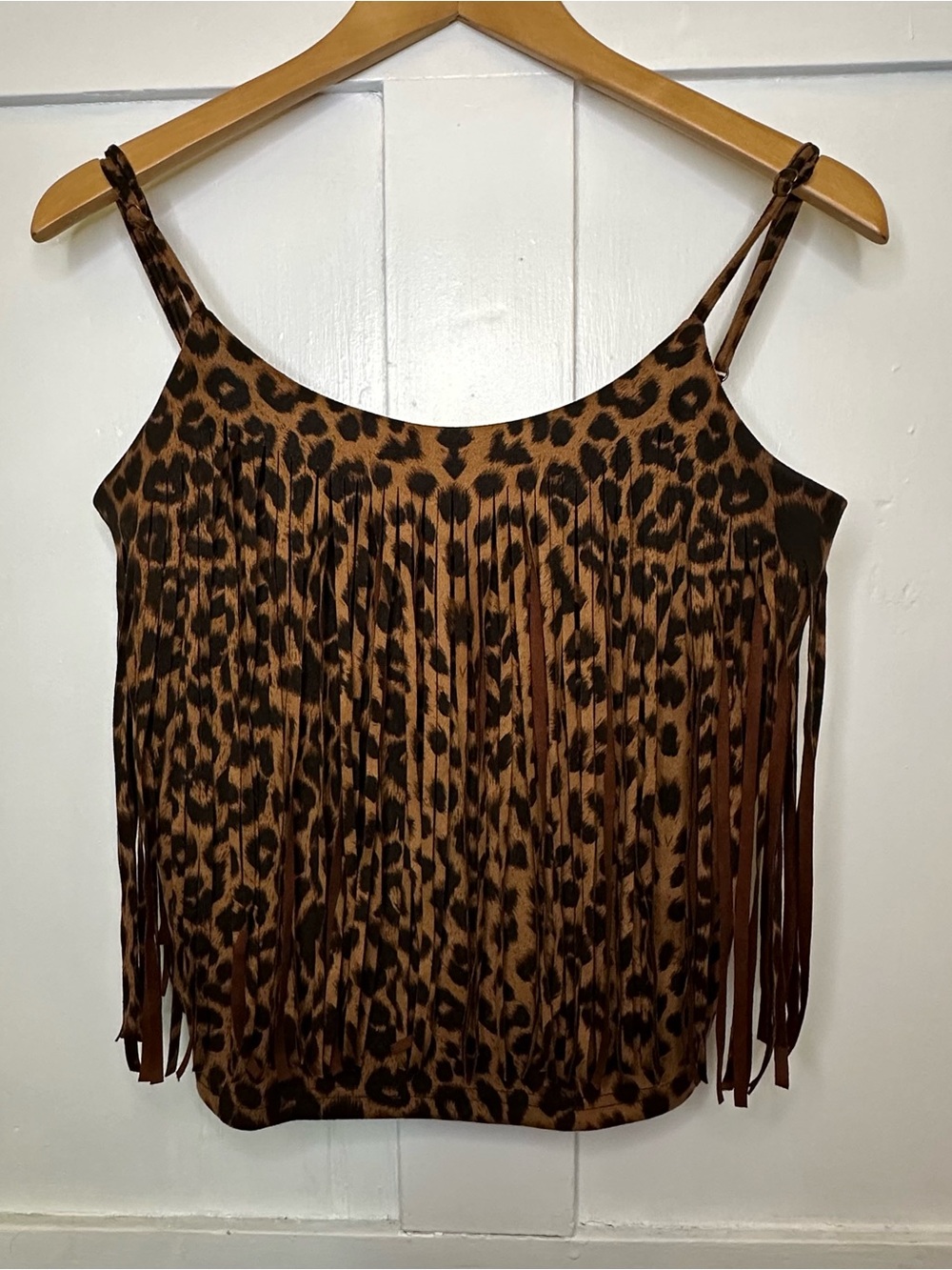 Savanna Jane Leopard Fringe Camisole - Brown & Black